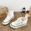 Fresh Women Canvas Shoes High Flat Canvas Sneakers Lace Up Student Black Sport Shoes Pink Girls Shoe Summer