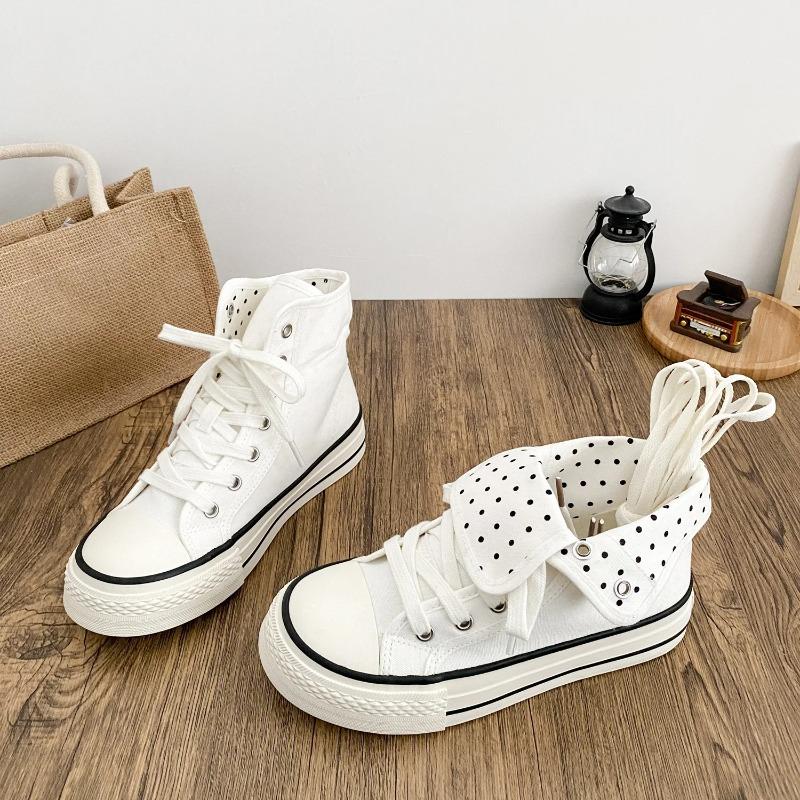 Fresh Women Canvas Shoes High Flat Canvas Sneakers Lace Up Student Black Sport Shoes Pink Girls Shoe Summer