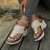 Fashion 2025 Summer New Open Toes Wedge Sandals for Women Coarse Heel Fashion Comfortable Casual Slippers Woven Design Beach Flip-flops
