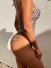 Maillot de bain Monokini Sexy pour femme Dos nu Imprimé Léopard Découpes Bikini Maillot de bain Une pièce