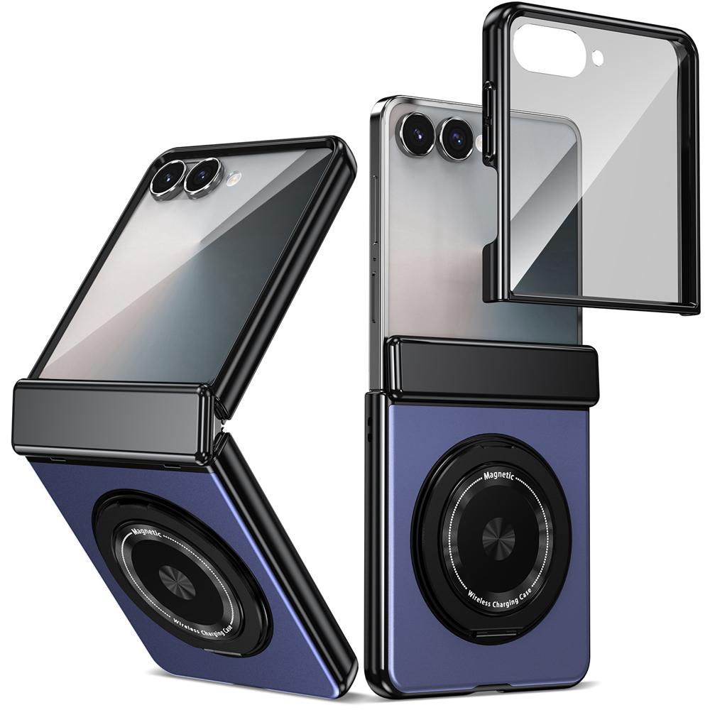 KEYSION Pouzdro s magnetickým prstenovým stojánkem otočným o 360° pro MagSafe pro Samsung Galaxy Z Flip 7 5G Kryt telefonu s pantem s ochranou displeje
