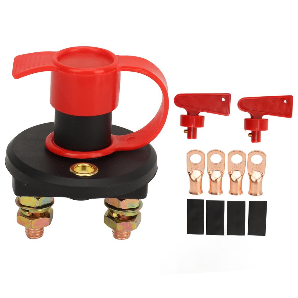 Battery Disconnect Switch DC12 to 24V Power Isolator On Off Switch with 2 Power Off Switches 4 Brass Terminals for Car