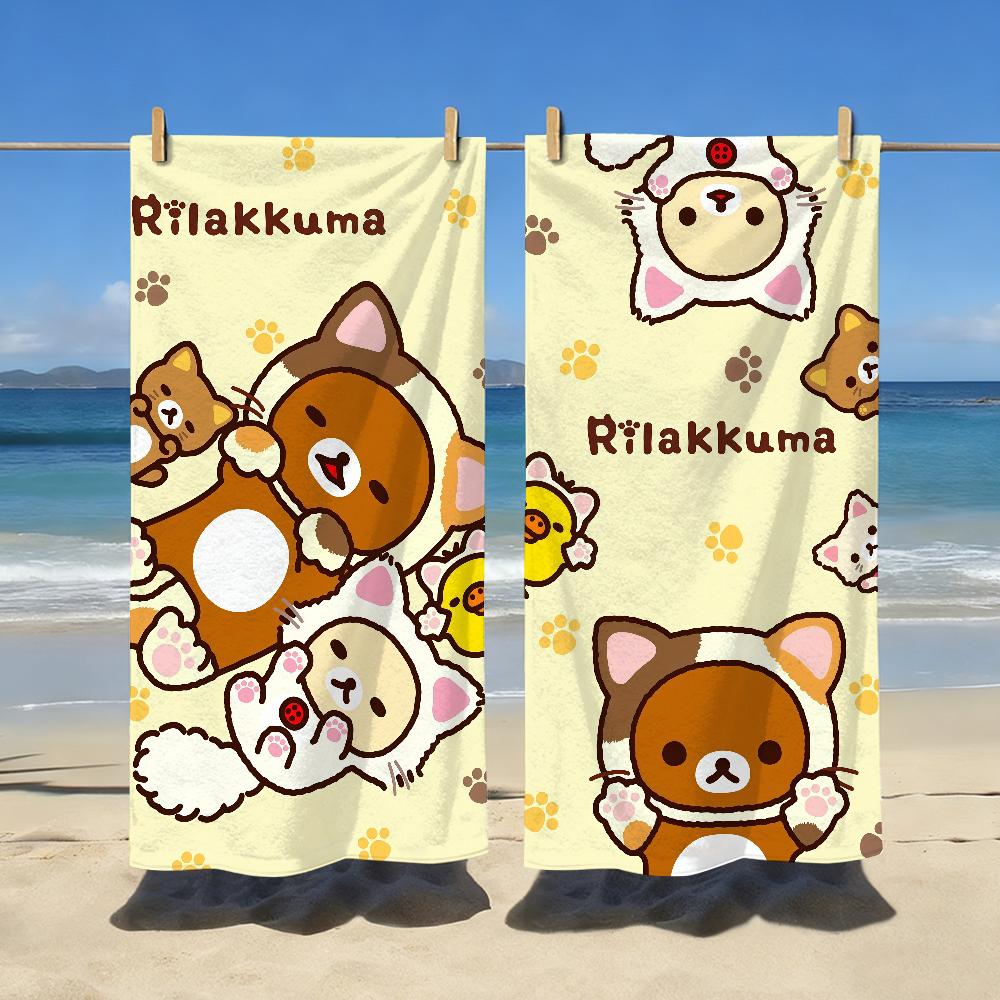 Cartoon Cute R-Rilakkuma-S Cute Towel Sports Quick Dry Travel Camping Gear Sandproof Soft Light Large Beach Towel