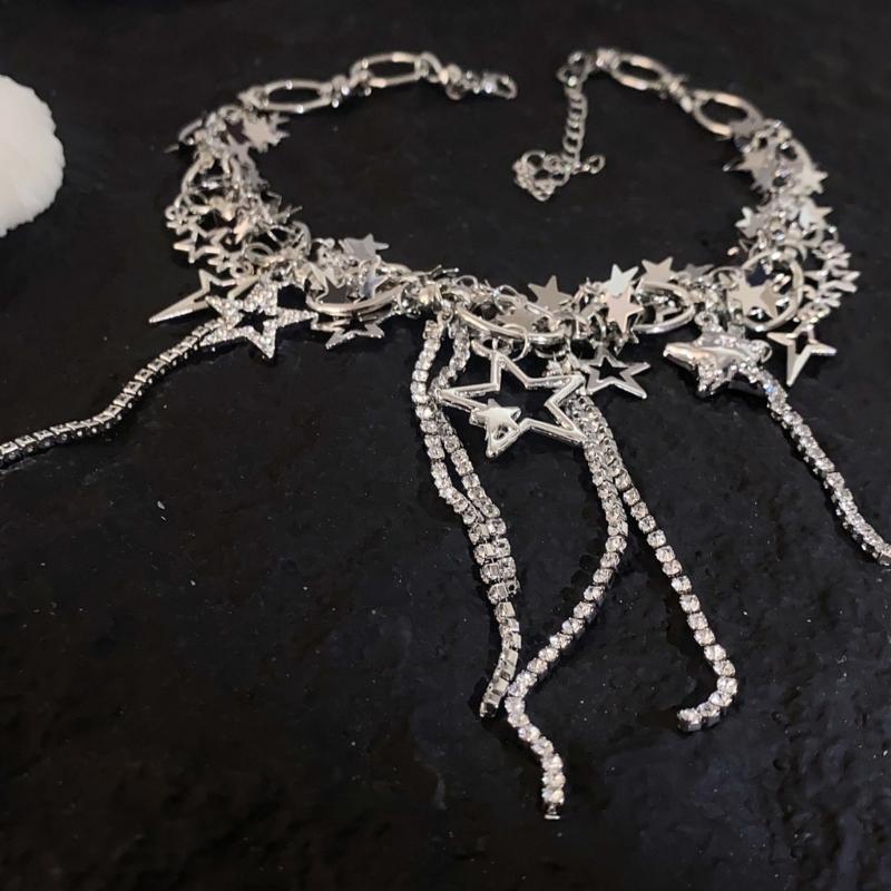 Pentagram Choker Star Chain Necklaces Star Tassel Necklaces Hot Girl Women Y2k Jewelry Alloy Material for Women Girls