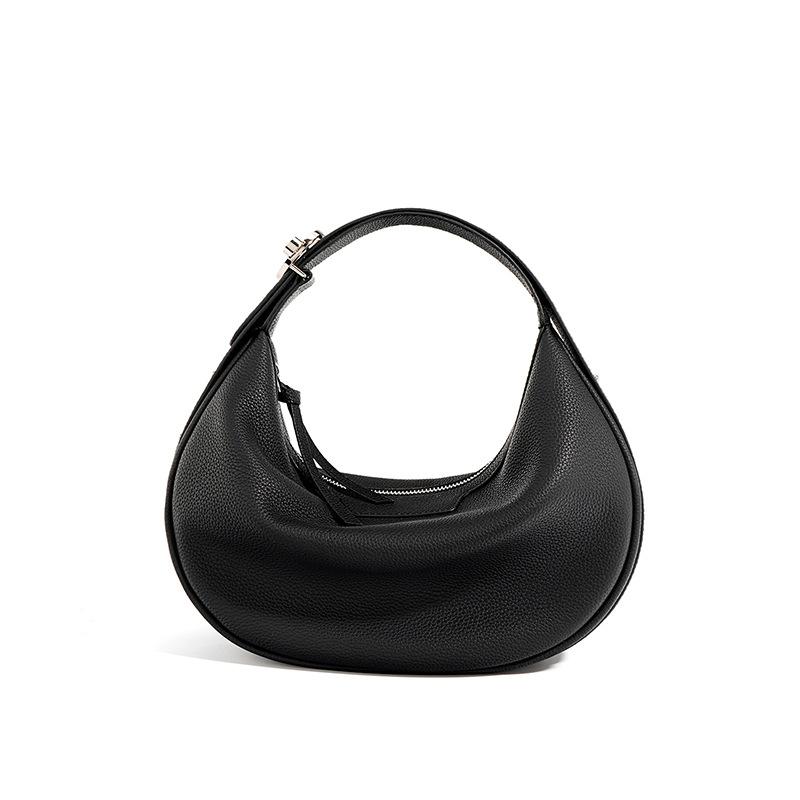 Top-grain Leather Underarm Bag, Niche Design, Half-moon Bag, Fashionable and Simple, Single-shoulder Crossbody Bag for Women