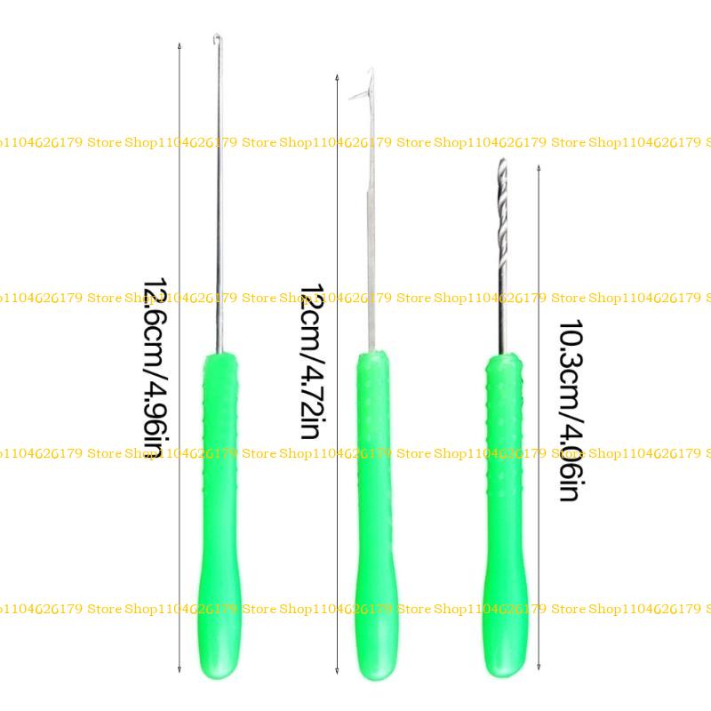 3Pcs Baits Boilie Drill Stringer Hook Needle Portable Fishing Splicing Needle Baits Drill Needle Baiting Rig Needle