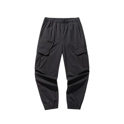 Calças Casuais Confortáveis Respiráveis de Cor Sólida Cintura Média Cordão Masculinas Parte Inferior Preto Básico 152518516-3