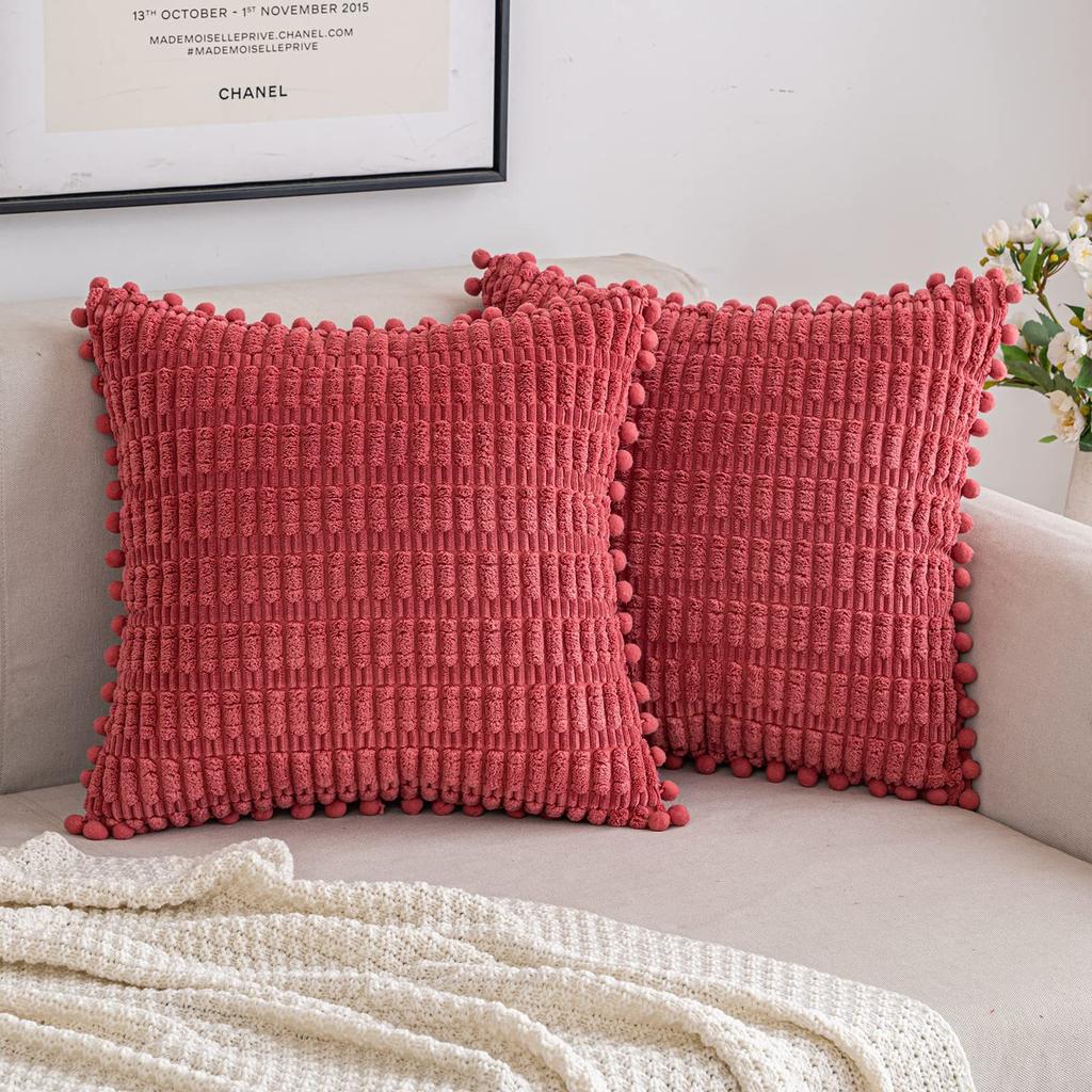 Pelzkugel Kissen Einfarbig Plüsch Kissenbezug Cord Büro Kissen Sofakissen Heimdekoration