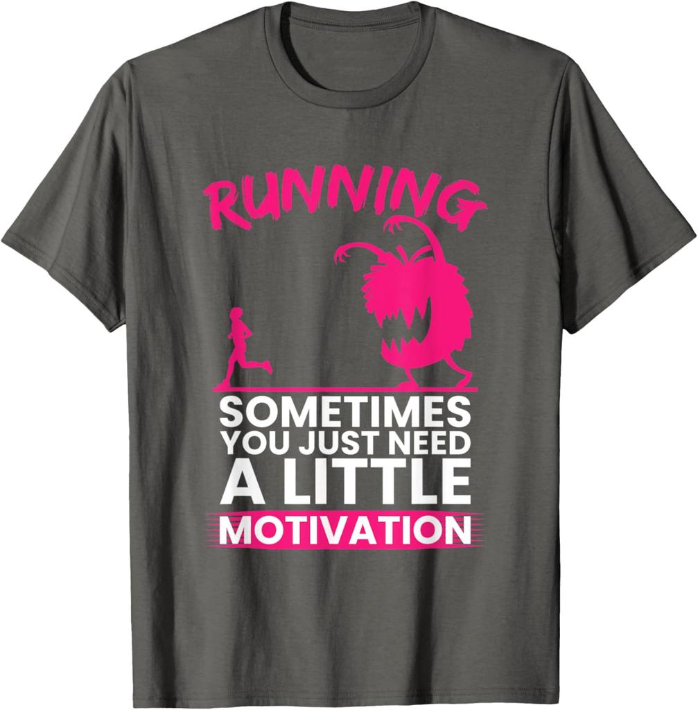 Running Monster Motivation Graphic Print Mens Cotton TShirt Casual Crew Neck Tee
