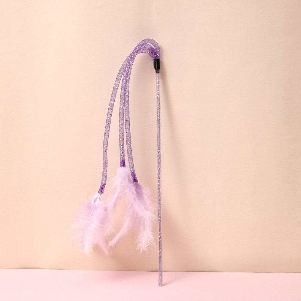 Feather Interactive Cat Toy 42cm Length Cat Toy with Bell Funny Feather Playing Stick for Cats