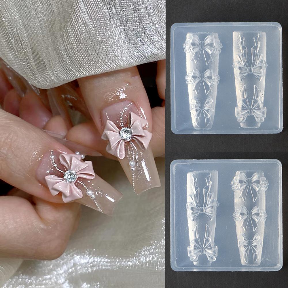 Nail Art Silicone Mold, Bow Bear Rose Three-Dimensional Nail Art Tool Jewelry Mold
