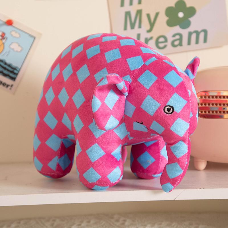 Checkered Elephant Emma Plush Toy Doll Elmer s Colors Little Bear Doll Children as the picture 1