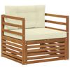 Outdoor Sofa Solid Acacia Wood and Polyester Natural and Cream