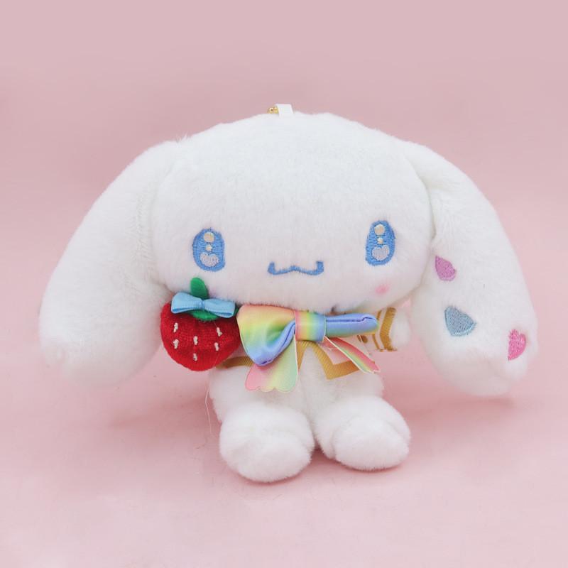 Sanrio Strawberry News Kuromi Plush Toy Bag Charm With Soft Short Pile For Kids
