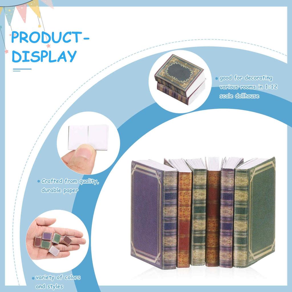 CoCud 1:12 Scale Miniature Dollhouse Book, Mini Book, Decoration, Dollhouse Accessory, Pretend Play Toy for Kids, Purple Classic Series