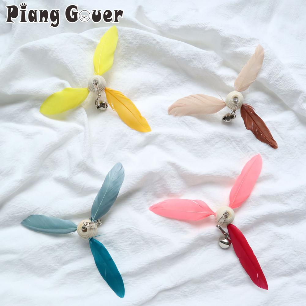 

4pcs Colored Feather Rotating windmill Cat Teaser Stick Replacement Header Cat Pet Toy