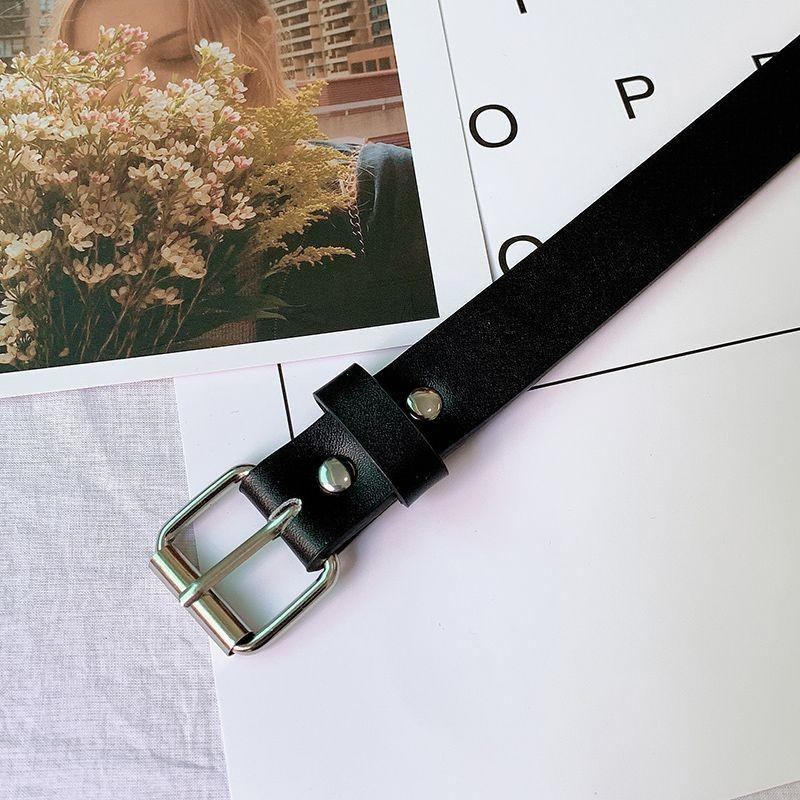 Sleek Versatile Womens Korean Circle Buckle Denim Belt Crafted From Quality Pu Style For