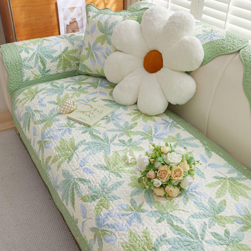 

American Country Cotton Sofa Cushion All Year Round Neutral Non-Slip Seat Cushions Fabric Pure Cotton Cover Cover Cloth Pastoral Style American Garden 70 * 70cm(Leaflet)