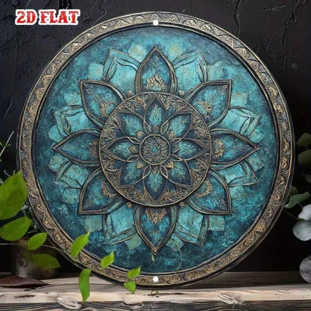 Metal Wall Poster Mandala Embossed Gold Vintage Art Panel For Living Room