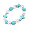 Pulsera de Cruz con Pedrería Turquesa y Perlas - Joyería Elegante y con Estilo para Chicas a la Moda