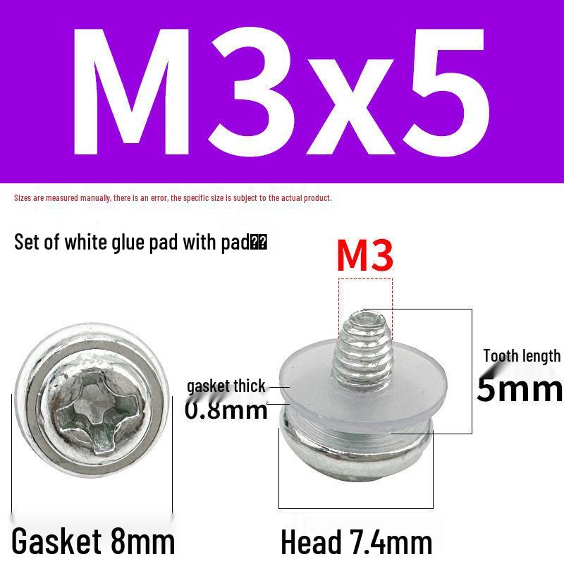 M3*568 Hardened Self-Tapping Screw: Pan Head with Washer, Reducing Nozzle, Insulating Washer, Triangular Thread, Self-Locking (Two-Piece).