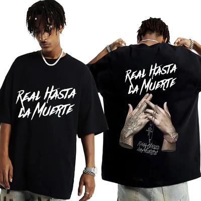 Limited Rapper Anuel Aa T-shirt Real Hasta La Muerte Oversized T-shirt for Men Cotton Hip-hop T-shirt Short Sleeve