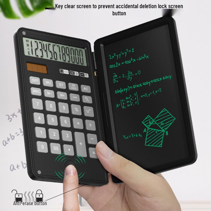 Portable LCD Writing Tablet with Flip Calculator for Students and Office