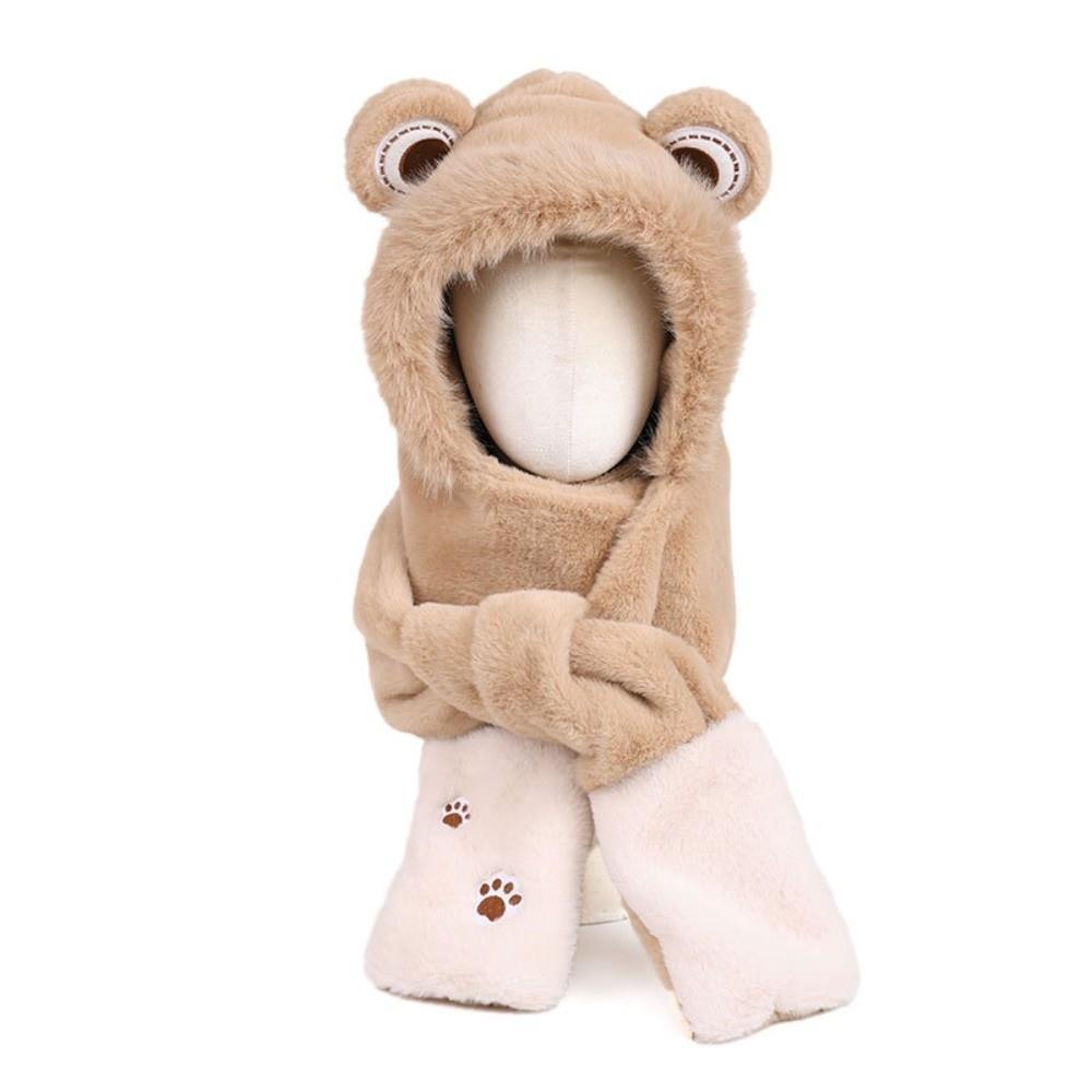 

Fashion Winter Balaclava Thickened Hooded Hat Scarf Cap One-Piece Winter Accessories Neck Collar for Women хакі