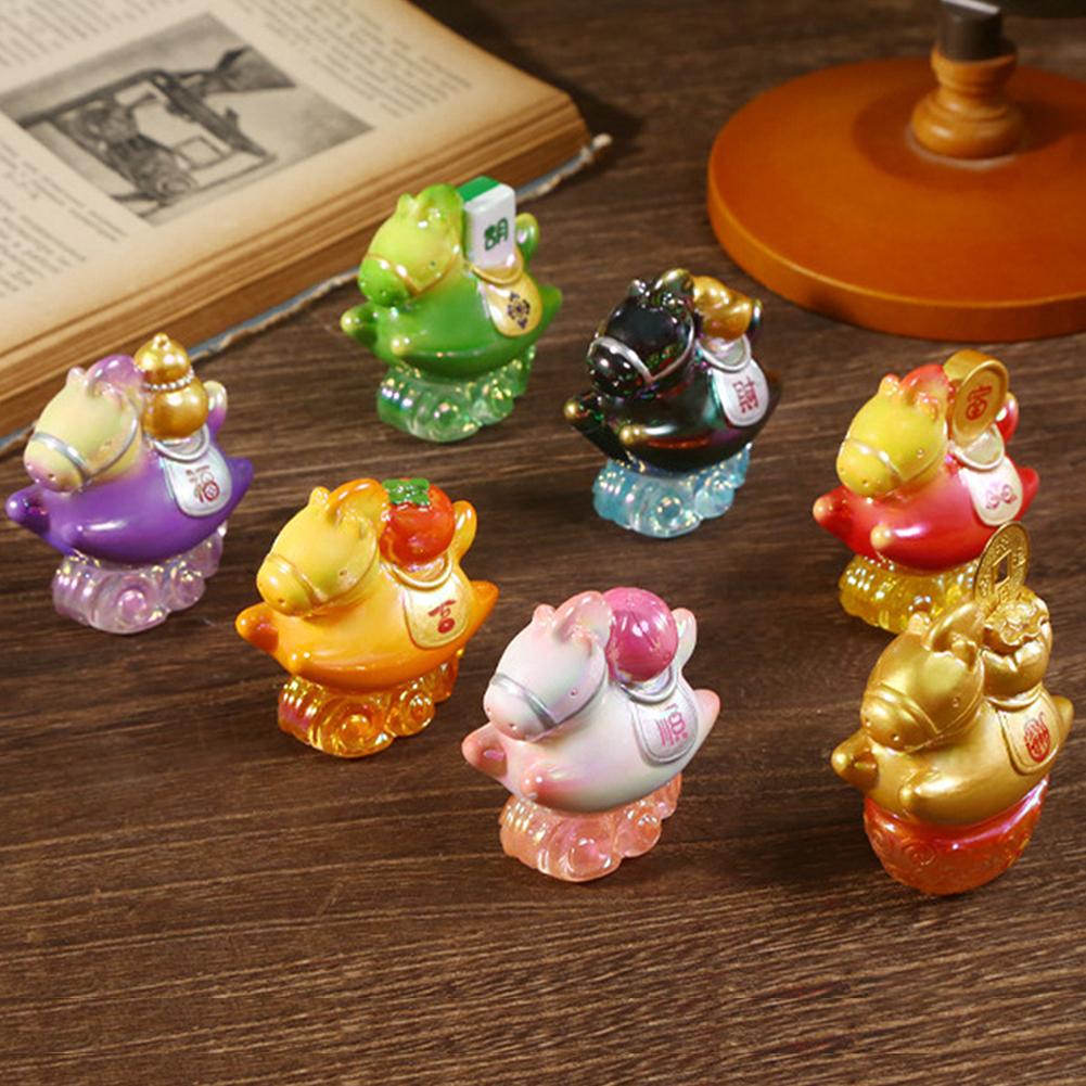 Chinesischer Stil Kleines Pferd Siegel Ornament Mit Stempelkissen Cartoon Glück Pony Schreibtisch Heimdekoration Neujahrsgeschenk Festtagsgeschenk