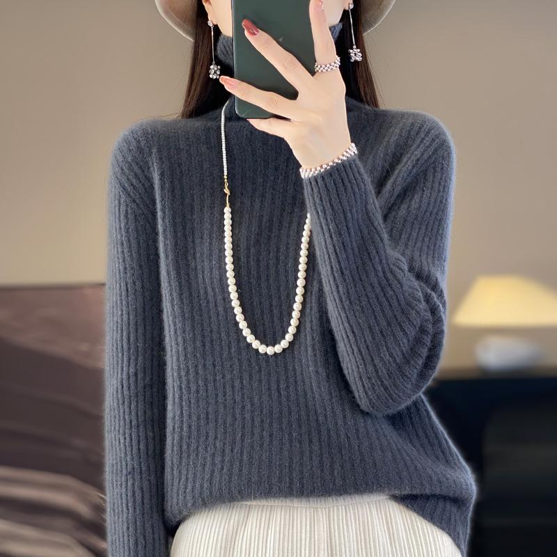 Women's Cashmere Sweater Qinghe Cashmere 30% Cashmere 70% Wool Autumn and Winter Pullover Warm and Fashionable