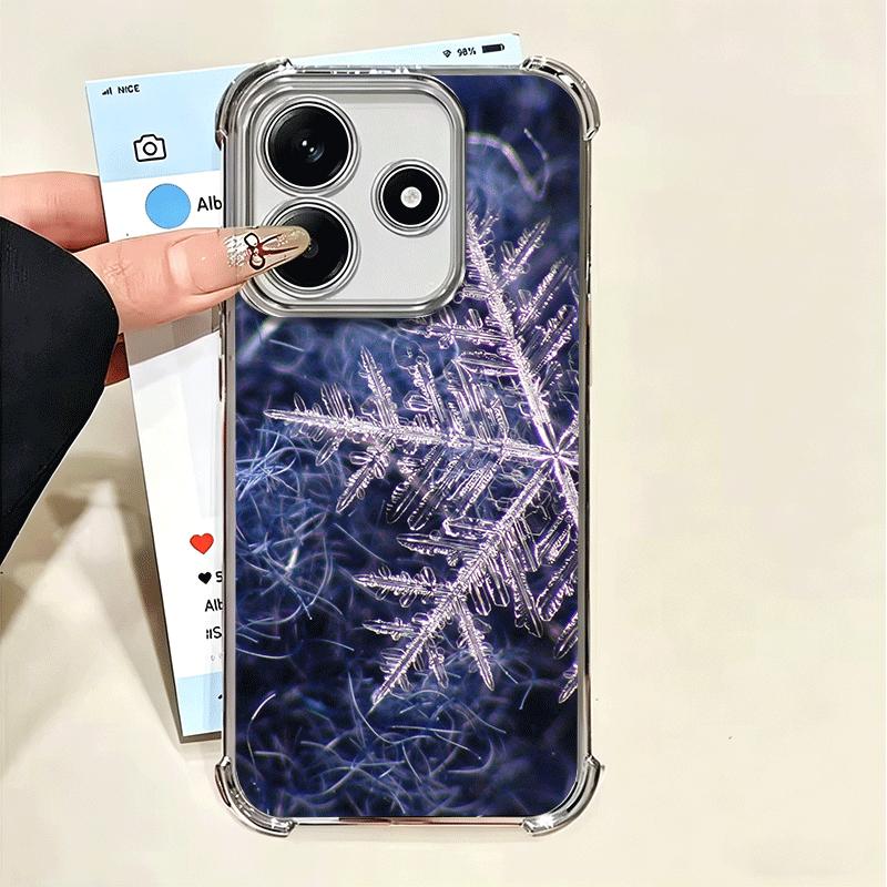 Snow Snowflake Winter Cold Plating Phone Case For Xiaomi Poco X5 X6 X7 X8 Pro Max F8 Ultra F7 M8 M7 M5S Redmi 15C 15 14C 13C 13