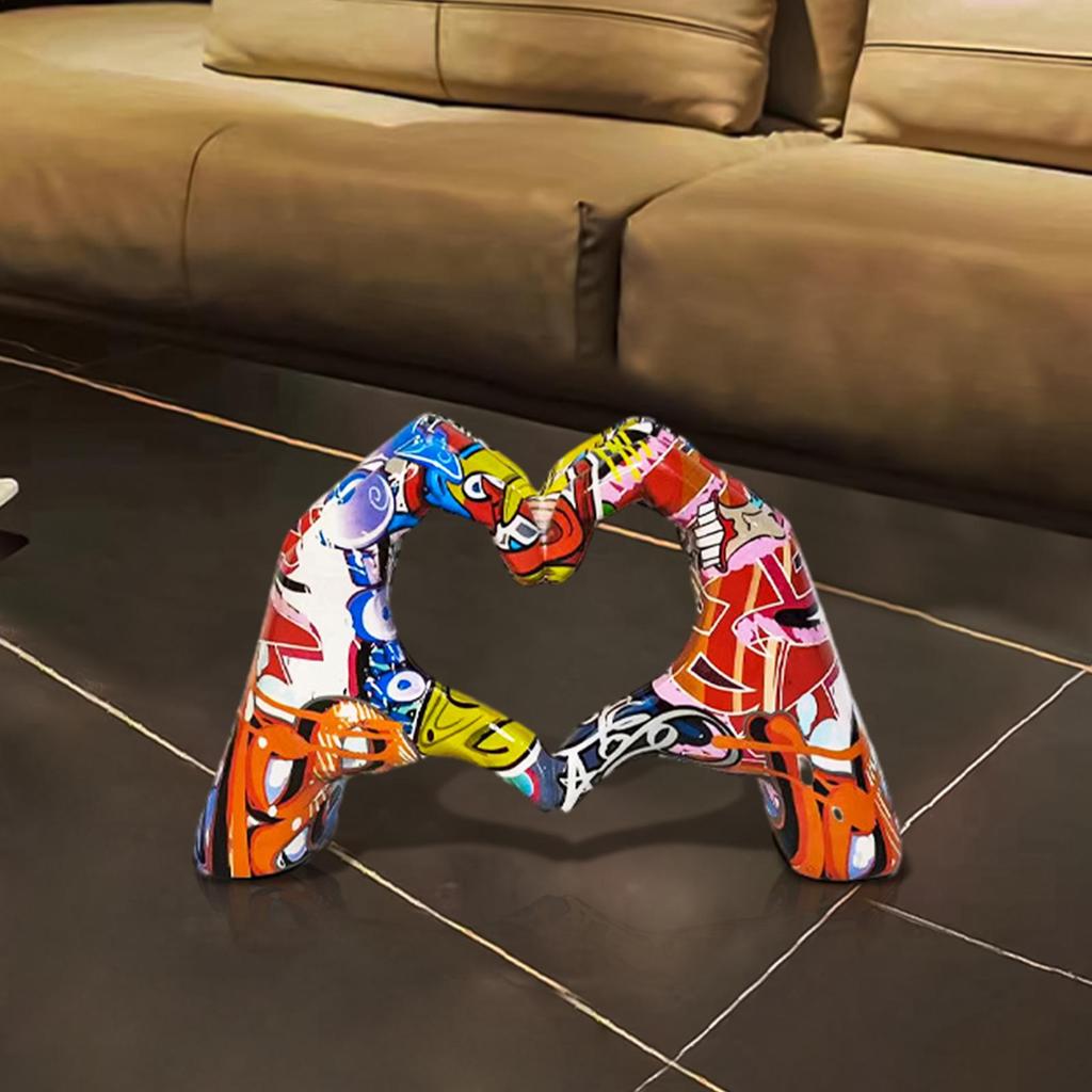 Herz Hände Skulptur Bunte Graffiti Liebesgeste Verzierung Bunte Malerei Herz Hand Skulpturen Liebesgeste Pop Art