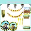 Colorful Excavator Birthday Party Supplies With Fun Tableware For Kids Celebration