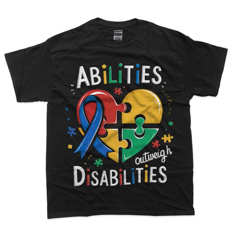 Autism Awareness Abilities Outweigh Disabilities Teacher T Shirt