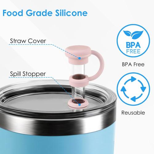 ERKOON Silicone Spill Stopper Set for YETI Straw Cups, Mug Tumblers, and More - Includes 4 Silicone Straw Covers and 4 Leak-Proof Stoppers