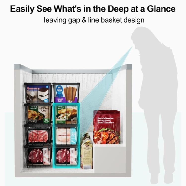 5 SZT Organizer do zamrażarki Pojemniki do układania Metalowa faktura Odpowiednie do zamrażarki Zapobiega marnowaniu żywności Oszczędzające miejsce projekty