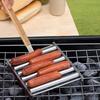 Hot Dog Roller Sausage Roller Rack Stainless Steel Hot Dog Grill Roller with Wooden Handle 5 Hot Dog Capacity for Home Kitchen