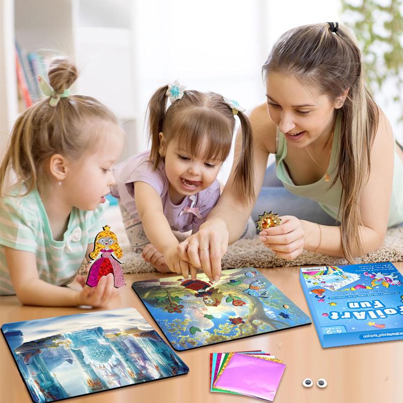 

EVA 3D Landscape Dress-Up Toy Stickers for Boys & Girls - DIY Aluminum Foil Set 3D Stickers [1 Box] Random Style