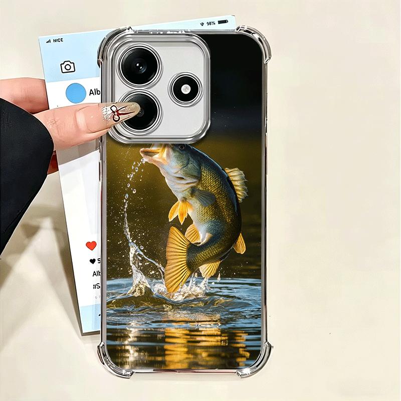 

Carp Fish Fishing Rod Plating Phone Case For Xiaomi Poco X5 X6 X7 X8 Pro Max F8 Ultra F7 M8 M7 M5S Redmi 15C 15 14C 13C 13 X3 12 Xiaomi Poco M5S