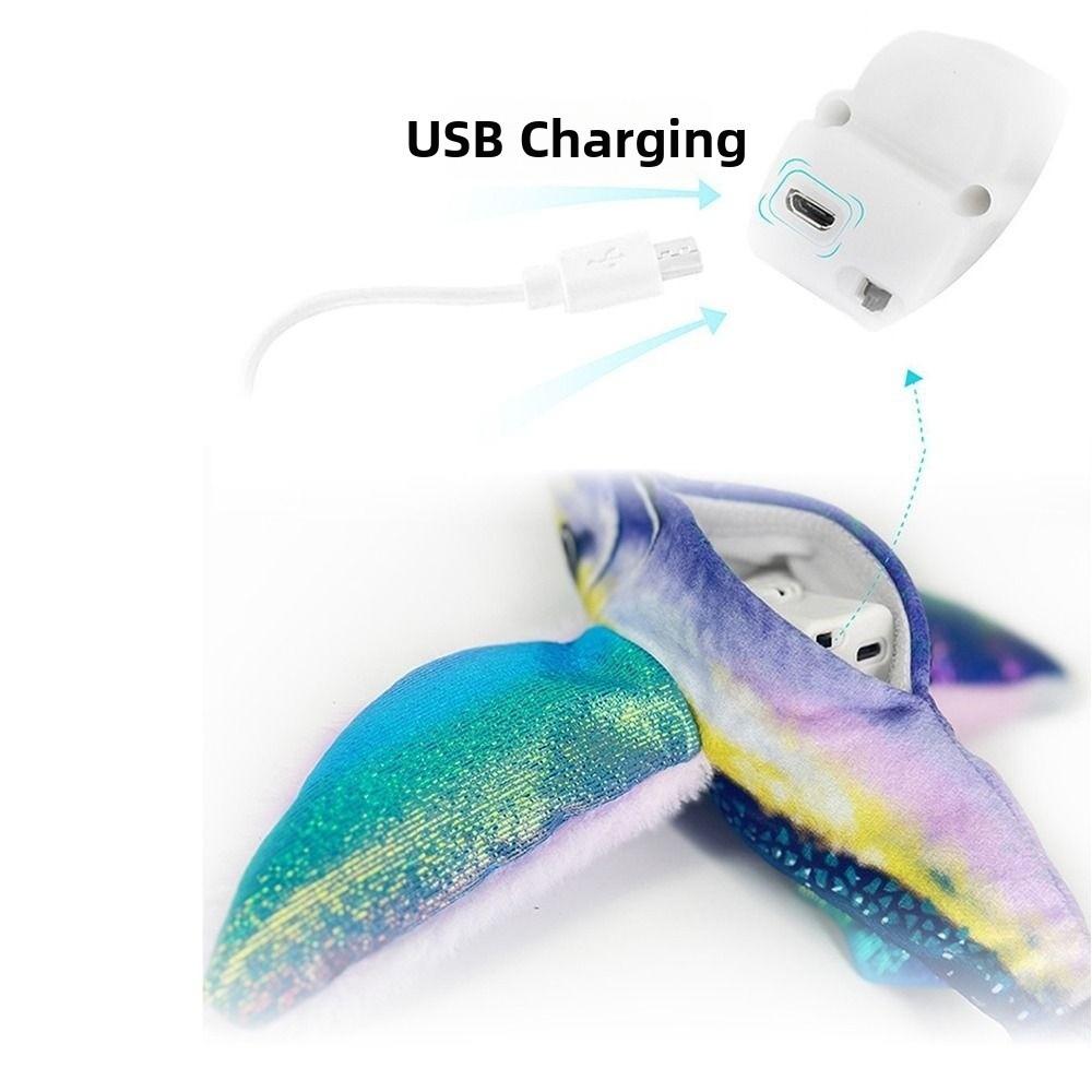 Plush Interactive Cat Toys Colorful Fish Shaped Flapping Fish Cat Toys USB Rechargeable Lightweight Interactive Cat Kicker Toy