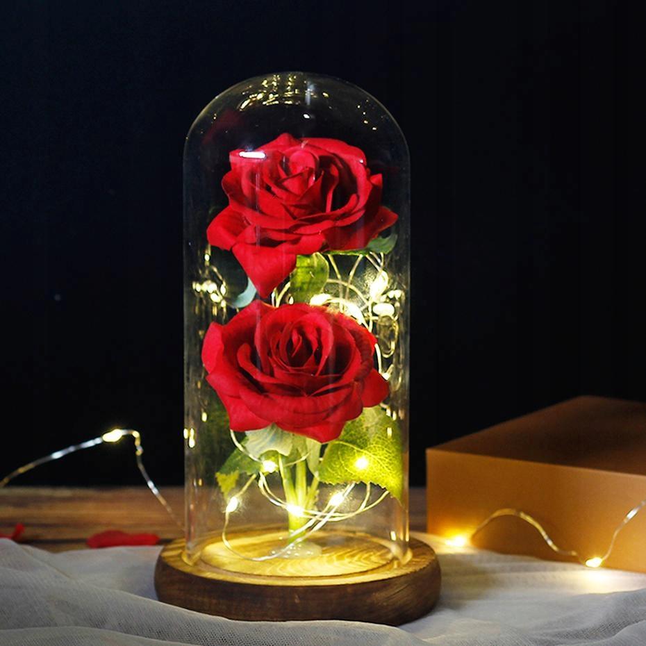 Eternal Double Rose In Glass Led Gift