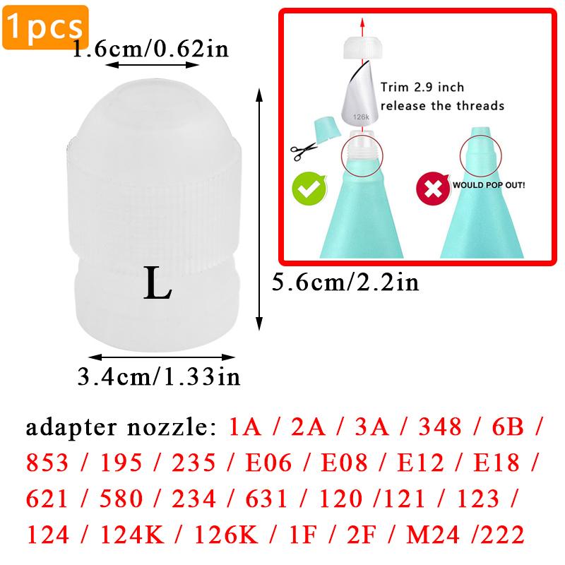 Rękaw cukierniczy do wyciskania lukru, końcówka do rosyjskiej dyszy, adapter do dyszy do kremu do ciasta, babeczek, ciasteczek, lukru, 6 szt.