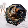 1 PC Automatic Folding Umbrella - Kitten and Moon Night Pattern, Portable & Foldable Design with 8 Ribs, Christmas Birthday Gifts