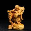 Holzschnitzerei Hotei Buddha Figur von einem der Sieben Glücksgötter 10cm Amulett für Glück und Hochwertiges Buchsbaumholz, Götter, hoch. dfjlwke. Reichtum.