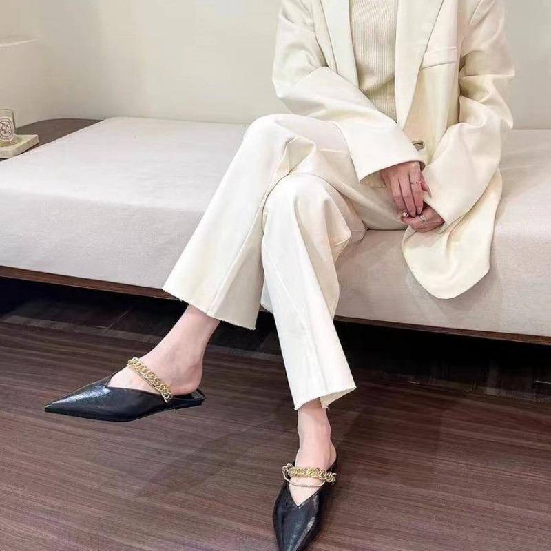 

Новые дизайнерские тапочки с острым носком из зеркальной серебристой кожи, женские летние туфли с хрустальной тесьмой, уличные шлепанцы, сандалии на низком каблуке 39 чёрный