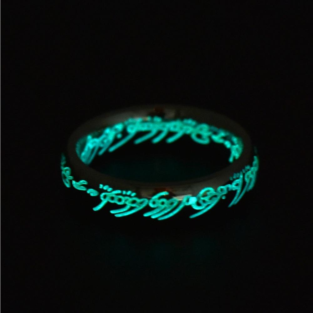 Stainless Steel Gothic Punk Ring for Men Women Glow In Dark Unisex Oil Coated Jewelry