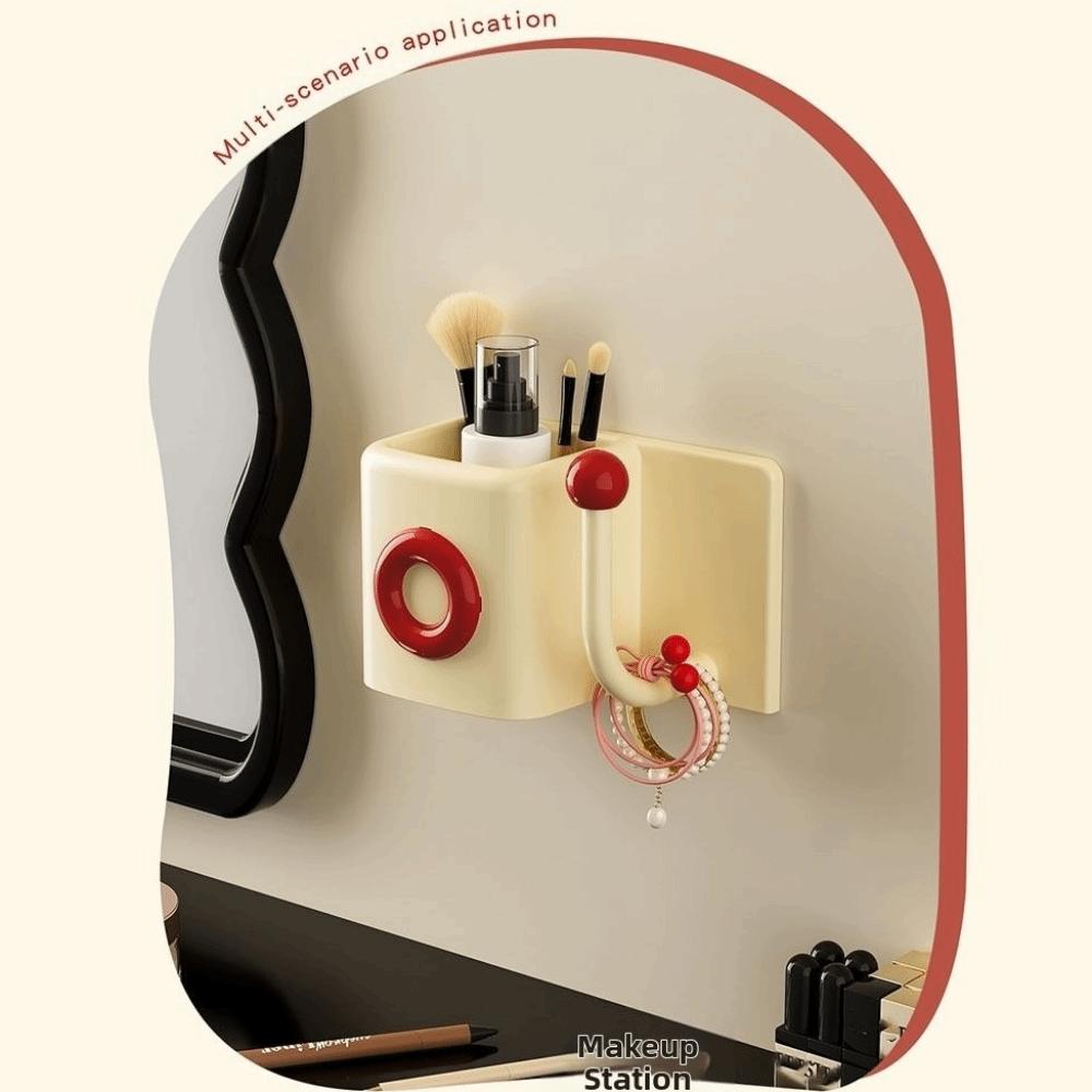 Multi-purpose No Punch Bathroom Storage Rack Reusable Wall Mounted Wall Coat Hook Key Hooks
