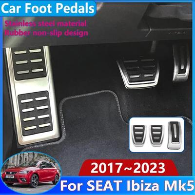 Dla SEAT Ibiza Mk5 Akcesoria 2017~ 6F Hamulec Antypoślizgowy Bez Wiercenia Podkładka Pod Stopy Ochrona Stal Nierdzewna Samochodowe Pedały Nożne