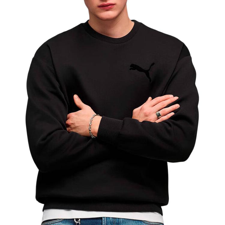 Puma Solid Color Casual Running Training Crew Neck Pullover Sweatshirt Men Sweatshirt 63679101