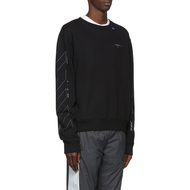 Off-White Diag Unfinished Slim Crewneck Black / Silver Men Tops OMBA025E19E300031091